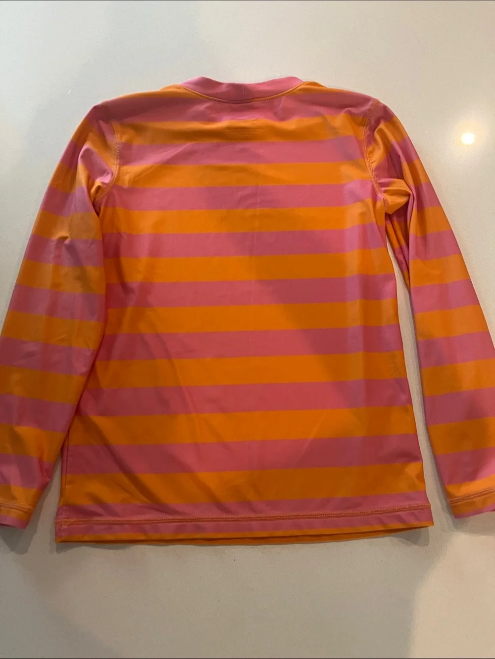 Primary Girl’s Long Sleeve Swim Shirt - Pink & Orange Stripes